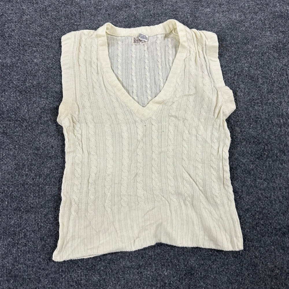 B. Altman & Co. Sweater Vest Womens Size S Cream Cable Knit VNeck Vintage Preppy